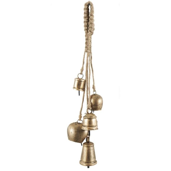 Metal Tibetan Inspired Indoor/Outdoor Decorative Cow Bells with Jute Hanging - Picture 1 of 4
